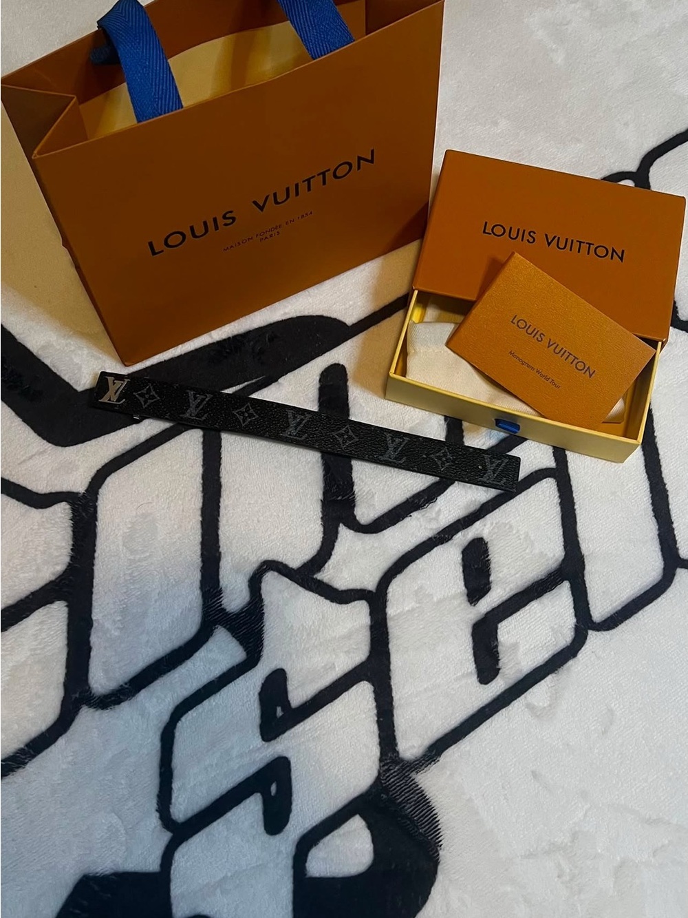 Louis Vuitton Black Monogram Leather Strap